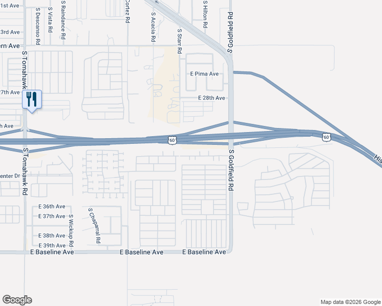 map of restaurants, bars, coffee shops, grocery stores, and more near in Apache Junction
