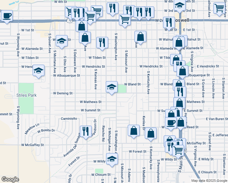 map of restaurants, bars, coffee shops, grocery stores, and more near 700 West Deming Street in Roswell