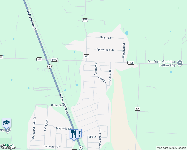 map of restaurants, bars, coffee shops, grocery stores, and more near 220 Foster Lane in Anna