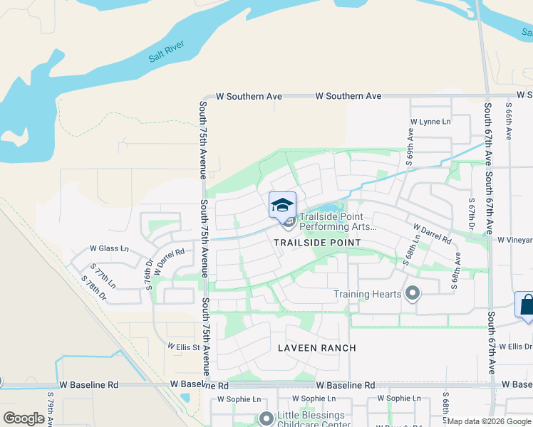 map of restaurants, bars, coffee shops, grocery stores, and more near 7310 West Saint Charles Avenue in Phoenix