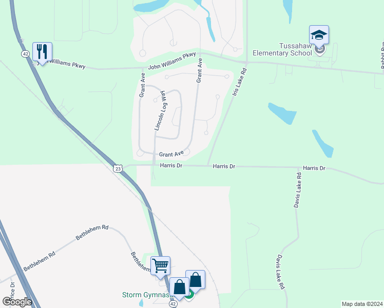 map of restaurants, bars, coffee shops, grocery stores, and more near 3106 Delaware Loop in McDonough