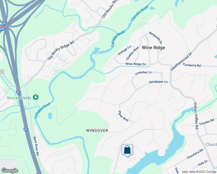 map of restaurants, bars, coffee shops, grocery stores, and more near 4539 Cayce Lane in Birmingham