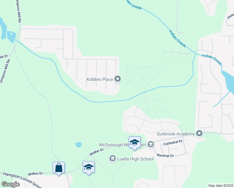 map of restaurants, bars, coffee shops, grocery stores, and more near 386 Ermines Way in McDonough