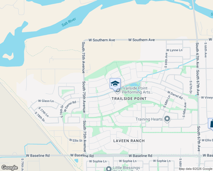 map of restaurants, bars, coffee shops, grocery stores, and more near 7313 West Saint Catherine Avenue in Phoenix