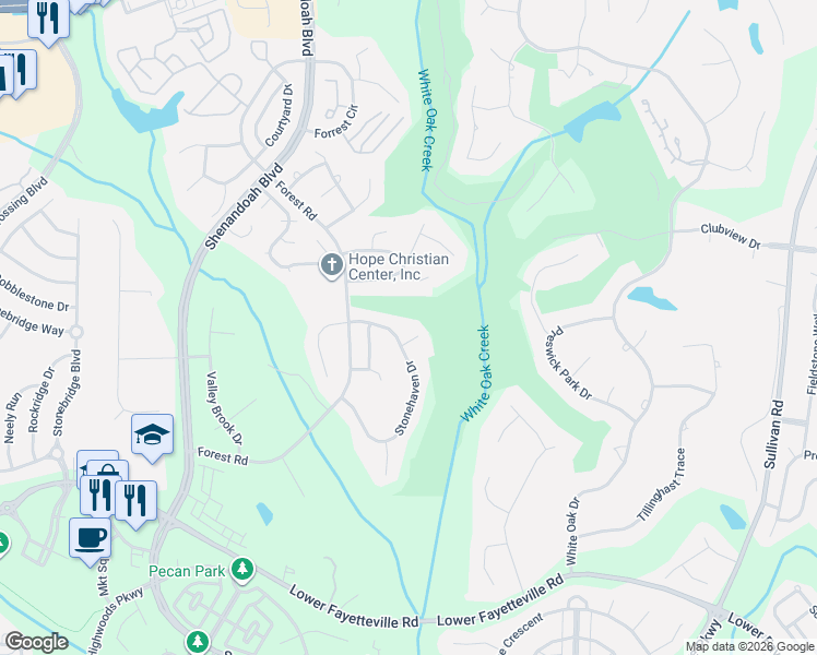 map of restaurants, bars, coffee shops, grocery stores, and more near 3 Buttonbush Court in Newnan