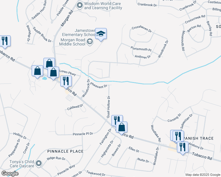 map of restaurants, bars, coffee shops, grocery stores, and more near 3604 Quail Hollow Drive in Hephzibah