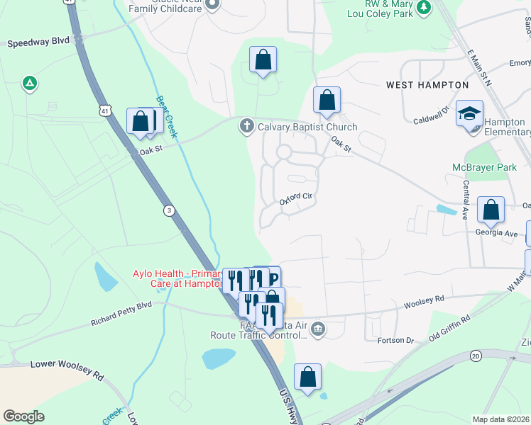 map of restaurants, bars, coffee shops, grocery stores, and more near 247 Manchester Avenue in Hampton