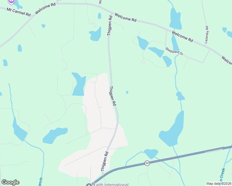 map of restaurants, bars, coffee shops, grocery stores, and more near 361 Thigpen Road in Newnan