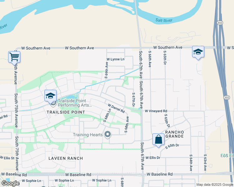 map of restaurants, bars, coffee shops, grocery stores, and more near 6823 West Street Anne Avenue in Phoenix