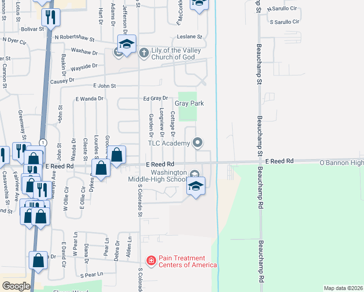 map of restaurants, bars, coffee shops, grocery stores, and more near 1238 Park Lane Drive in Greenville