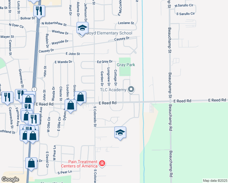 map of restaurants, bars, coffee shops, grocery stores, and more near 1245 Cottage Drive in Greenville