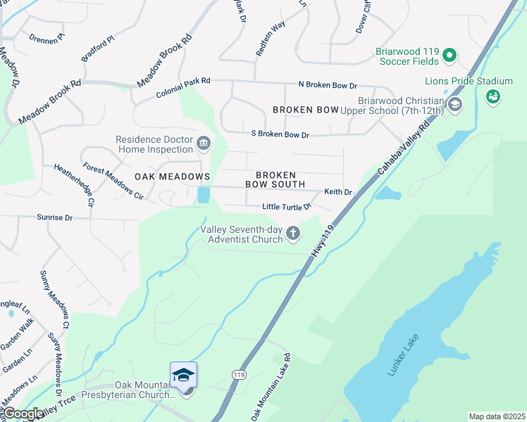 map of restaurants, bars, coffee shops, grocery stores, and more near 5032 Little Turtle Drive in Birmingham