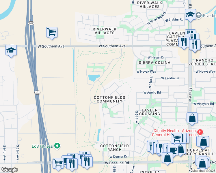 map of restaurants, bars, coffee shops, grocery stores, and more near 5630 West Lydia Lane in Phoenix