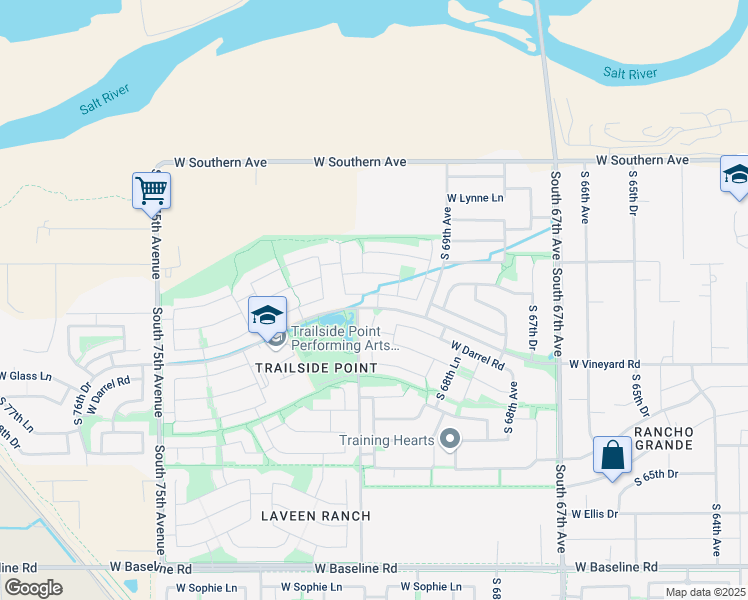 map of restaurants, bars, coffee shops, grocery stores, and more near 7023 West Saint Charles Avenue in Phoenix