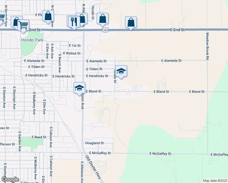 map of restaurants, bars, coffee shops, grocery stores, and more near 1601 East Bland Street in Roswell