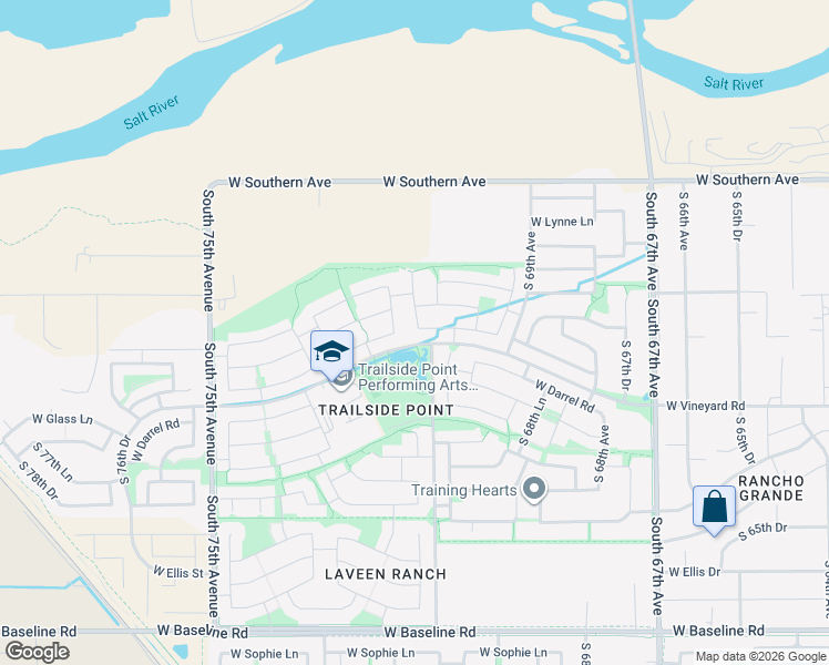 map of restaurants, bars, coffee shops, grocery stores, and more near 7115 West Saint Charles Avenue in Phoenix