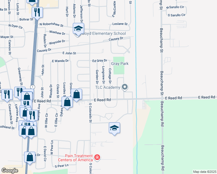 map of restaurants, bars, coffee shops, grocery stores, and more near 1245 Cottage Drive in Greenville