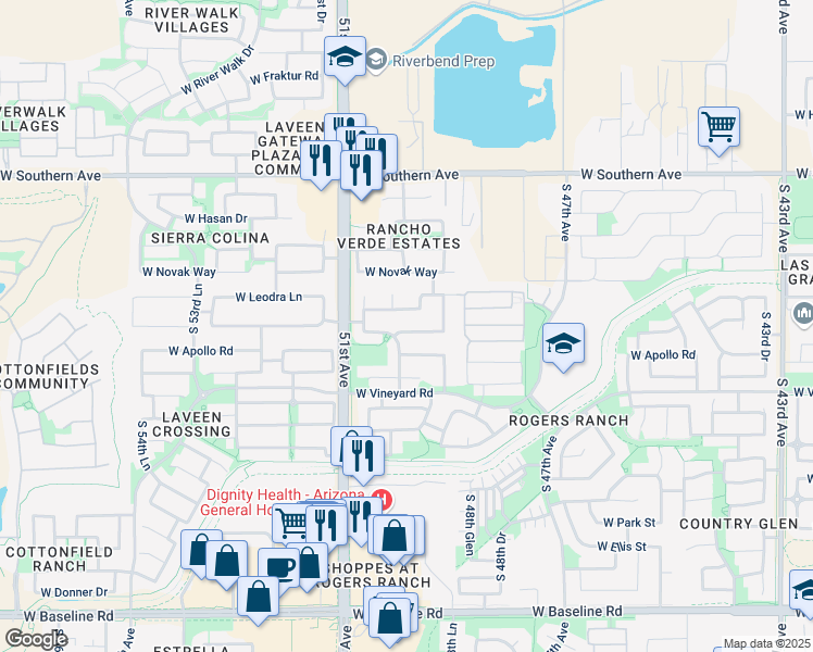 map of restaurants, bars, coffee shops, grocery stores, and more near 4932 West Saint Anne Avenue in Phoenix