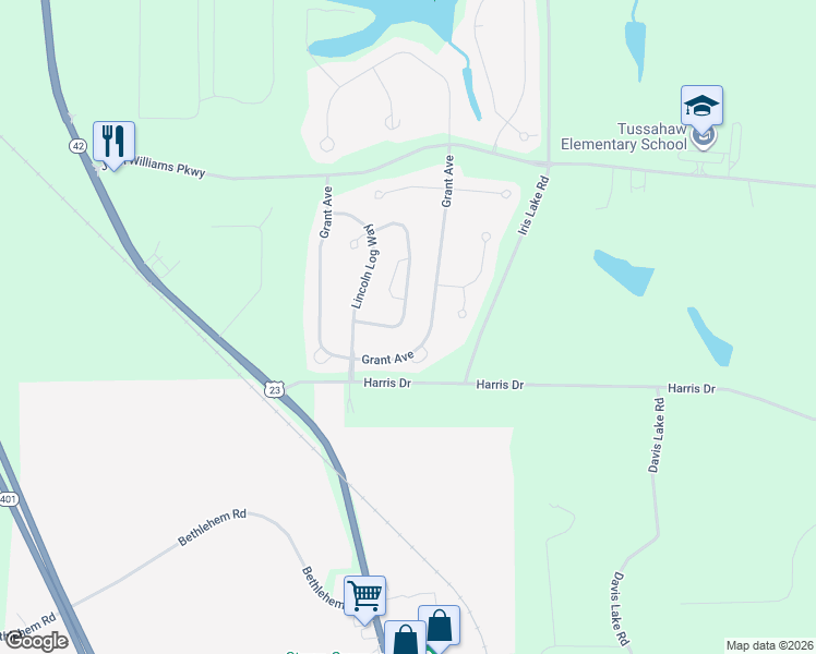 map of restaurants, bars, coffee shops, grocery stores, and more near 5012 Yankee Doodle Drive in McDonough