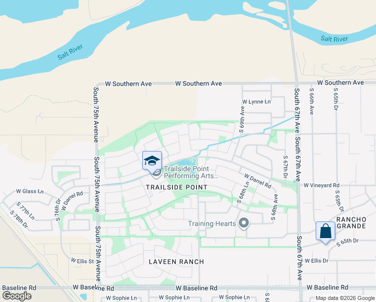 map of restaurants, bars, coffee shops, grocery stores, and more near 7115 West Saint Charles Avenue in Phoenix
