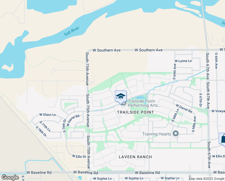 map of restaurants, bars, coffee shops, grocery stores, and more near 6411 S 73rd Dr in Phoenix