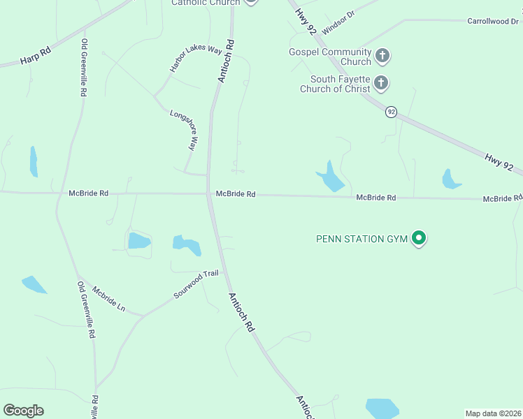 map of restaurants, bars, coffee shops, grocery stores, and more near 308 McBride Road in Fayetteville
