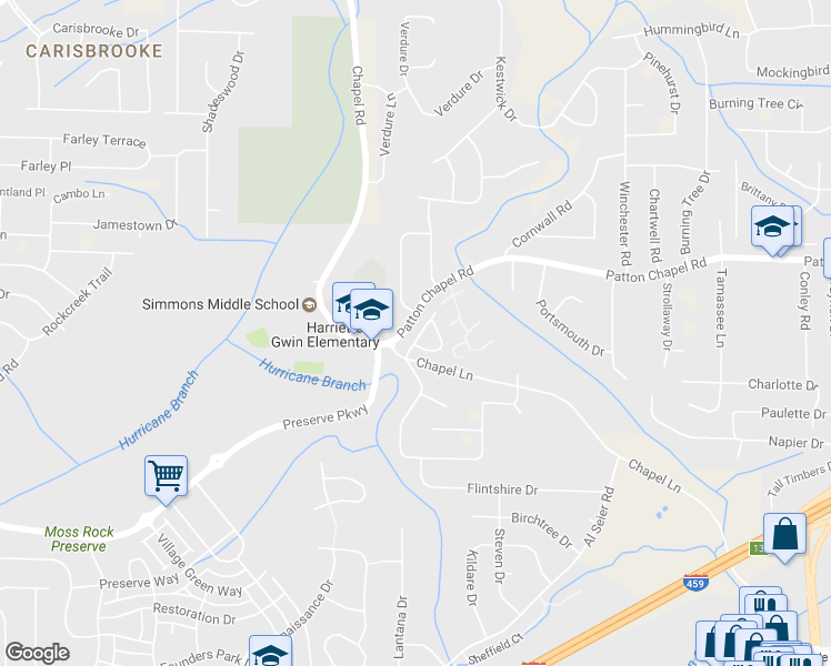 map of restaurants, bars, coffee shops, grocery stores, and more near 3416 Ivy Chase Circle in Birmingham