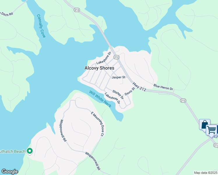 map of restaurants, bars, coffee shops, grocery stores, and more near 75 Shirley Drive in Monticello