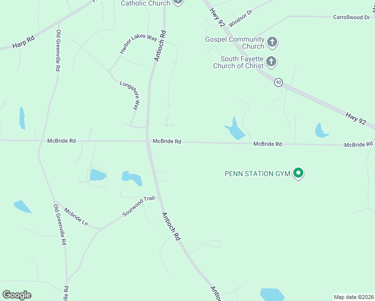 map of restaurants, bars, coffee shops, grocery stores, and more near 308 McBride Road in Fayetteville