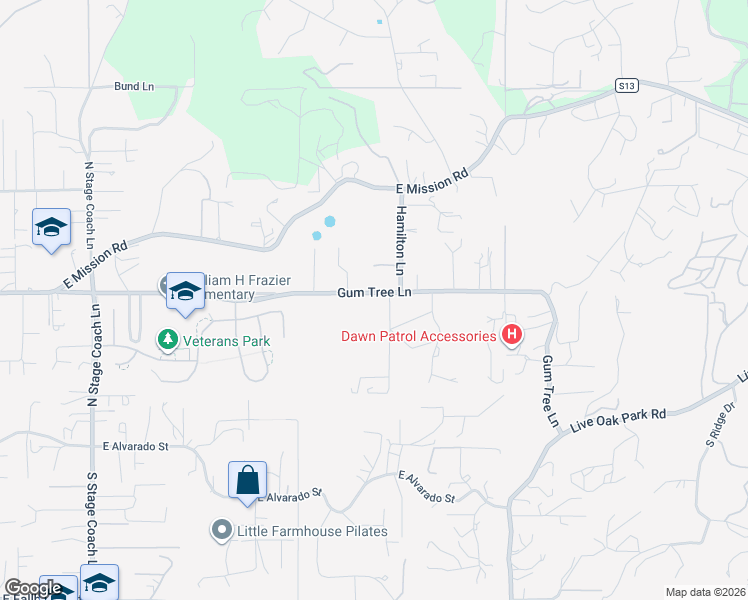 map of restaurants, bars, coffee shops, grocery stores, and more near 2235 Gum Tree Lane in Fallbrook