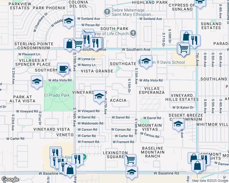map of restaurants, bars, coffee shops, grocery stores, and more near in Phoenix