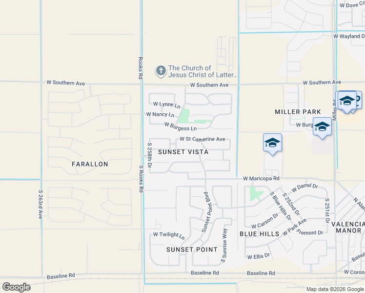 map of restaurants, bars, coffee shops, grocery stores, and more near 25751 West Saint James Avenue in Buckeye