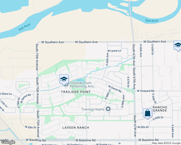 map of restaurants, bars, coffee shops, grocery stores, and more near 7023 West Saint Charles Avenue in Phoenix