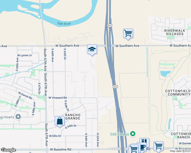 map of restaurants, bars, coffee shops, grocery stores, and more near 6307 West Alta Vista Road in Maricopa County