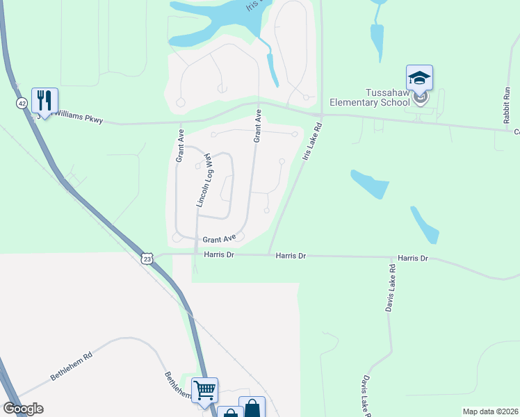 map of restaurants, bars, coffee shops, grocery stores, and more near 3309 Hancock Point in McDonough