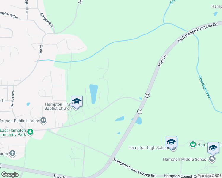 map of restaurants, bars, coffee shops, grocery stores, and more near 156 Old Hampton Way in Hampton