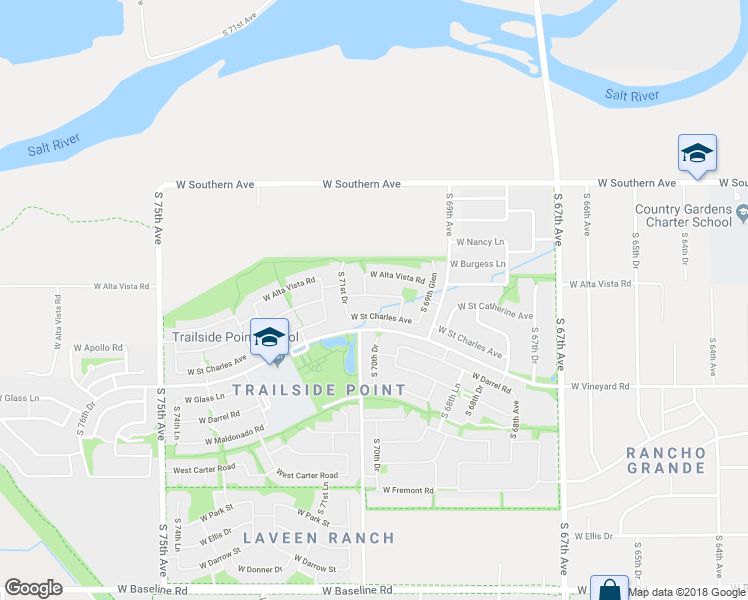 map of restaurants, bars, coffee shops, grocery stores, and more near 7033 West Street Catherine Avenue in Phoenix