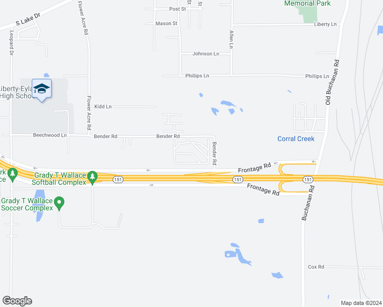 map of restaurants, bars, coffee shops, grocery stores, and more near 158-180 West Wallace Drive in Texarkana