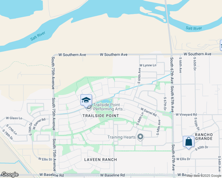 map of restaurants, bars, coffee shops, grocery stores, and more near 7103 West Saint Catherine Avenue in Phoenix