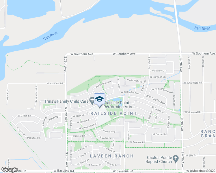 map of restaurants, bars, coffee shops, grocery stores, and more near 7220 West Street Catherine Avenue in Phoenix