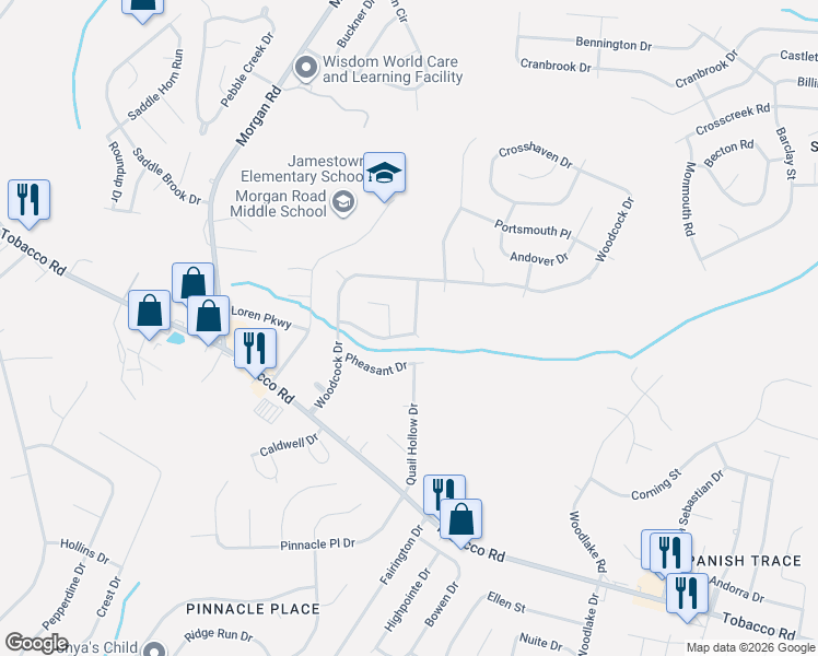 map of restaurants, bars, coffee shops, grocery stores, and more near 3614 Chukar Court in Hephzibah