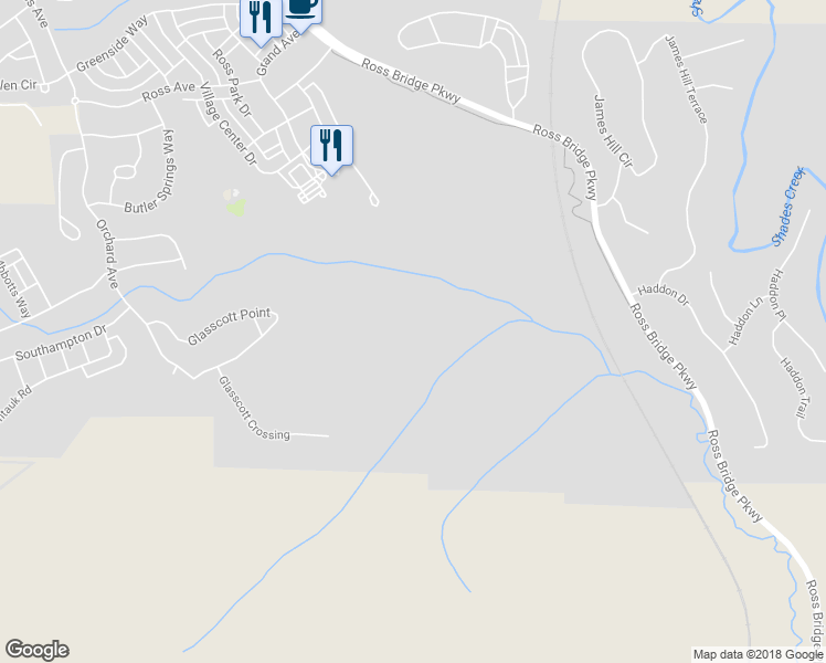 map of restaurants, bars, coffee shops, grocery stores, and more near 4250 Glasscott Crossing in Hoover