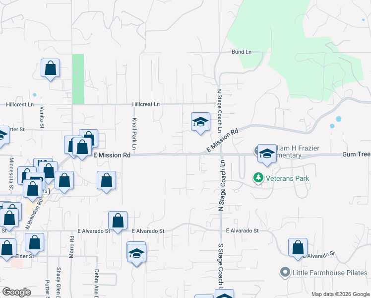 map of restaurants, bars, coffee shops, grocery stores, and more near 714 Convertible Lane in Fallbrook