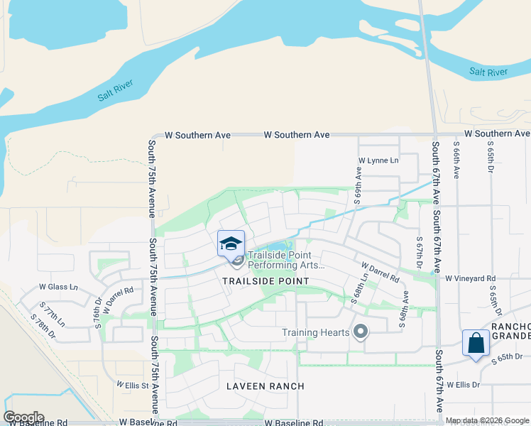 map of restaurants, bars, coffee shops, grocery stores, and more near 7208 West Street Catherine Avenue in Phoenix