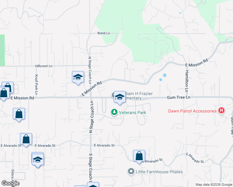 map of restaurants, bars, coffee shops, grocery stores, and more near 1862 Gum Tree Lane in Fallbrook