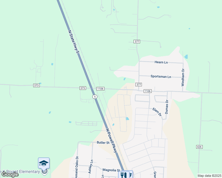 map of restaurants, bars, coffee shops, grocery stores, and more near 1383 County Road 1106 in Anna