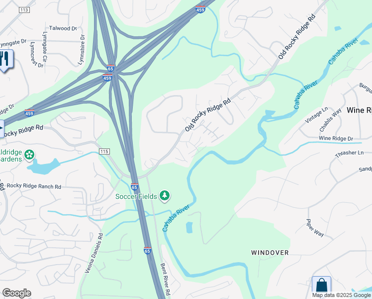 map of restaurants, bars, coffee shops, grocery stores, and more near 4390 Lennox Place in Birmingham