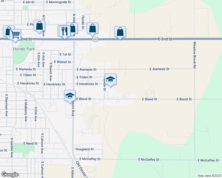 map of restaurants, bars, coffee shops, grocery stores, and more near 1601 East Bland Street in Roswell