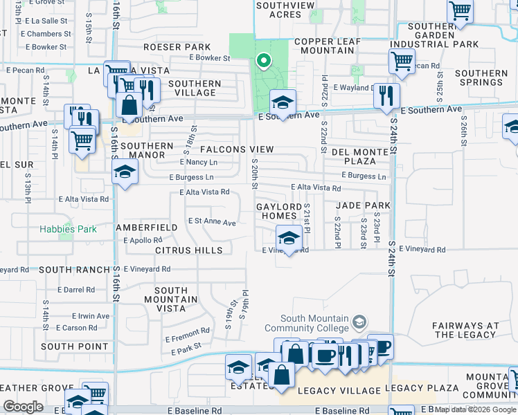map of restaurants, bars, coffee shops, grocery stores, and more near 2011 East Saint Catherine Avenue in Phoenix