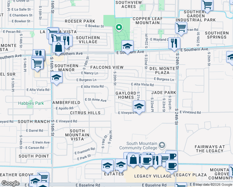 map of restaurants, bars, coffee shops, grocery stores, and more near 2011 East Saint Catherine Avenue in Phoenix